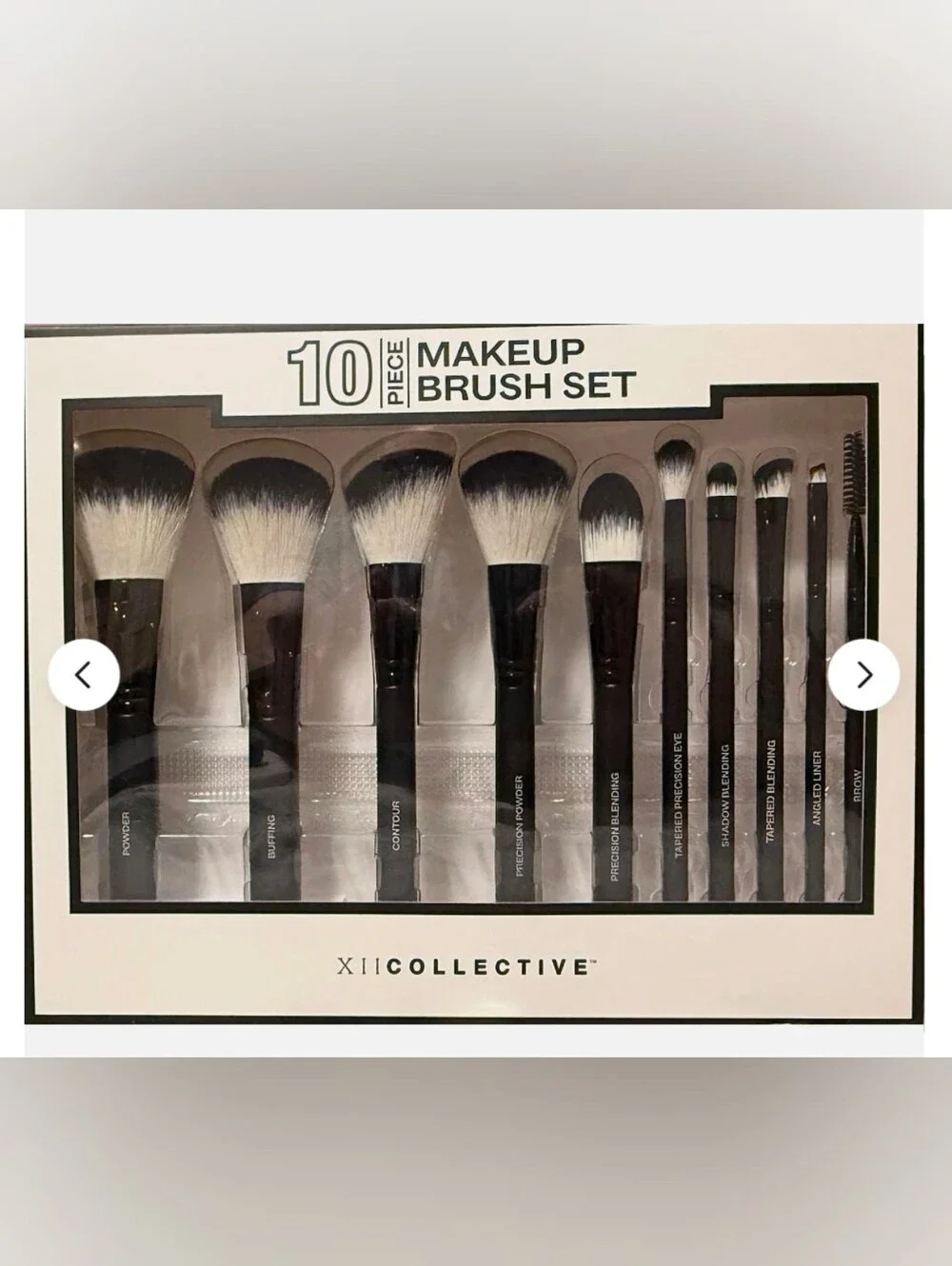 XII Collective Black 10 Piece Professional Makeup Brush Set